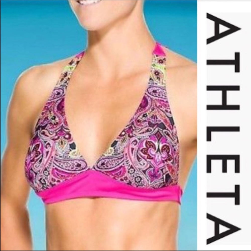 Athleta Paisley Samana Halter Padded Bikini Top Size Medium